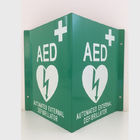 White Wall Mount AED Wall Sign Green Plastic Defibrillator AED V Sign Custom Aluminum AED Sign