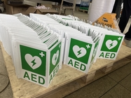 White Wall Mount AED Wall Sign Green Plastic Defibrillator AED V Sign Custom Aluminum AED Sign