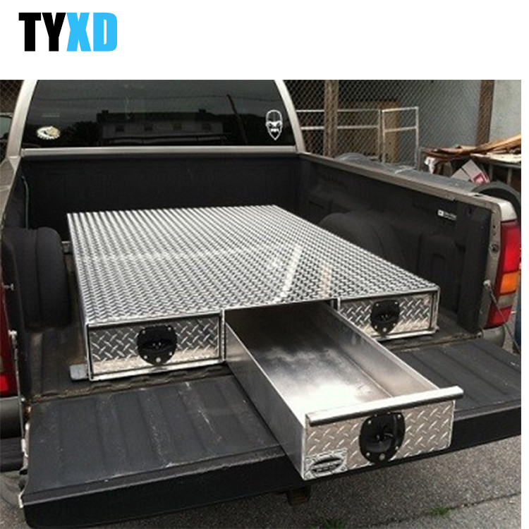 Weather Resistant Metal Tool Storage Box , 3 Drawer Metal Truck Bed Tool Box