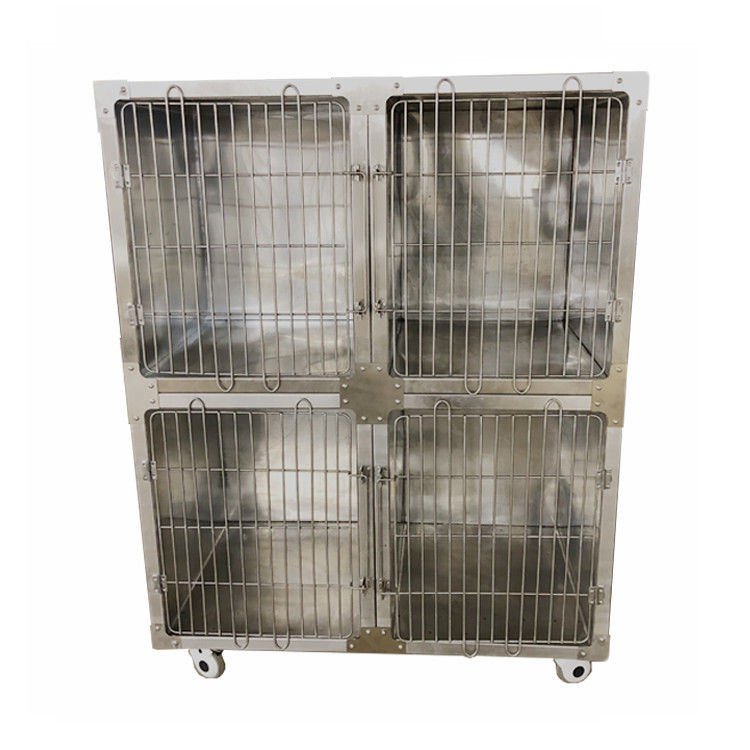 De de stevige Producten van het Douanemetaal/Kooi van de Roestvrij staalhond met 4 Gietmachinewielen
