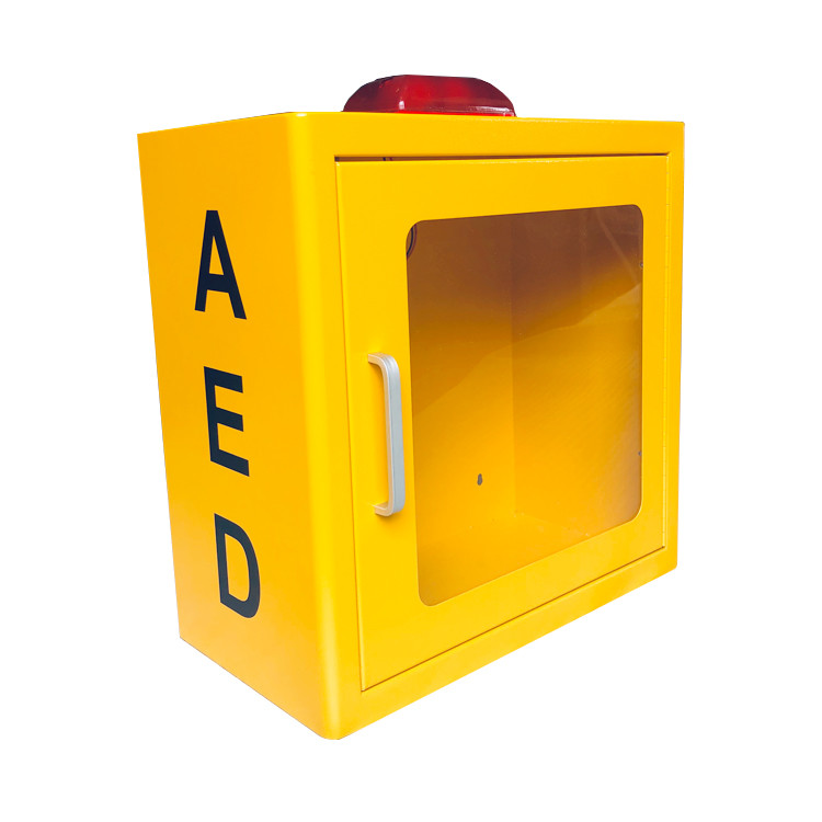De gele Kleur Gealarmeerde Defibrillator Kabinetten van AED met Stroboscooplicht